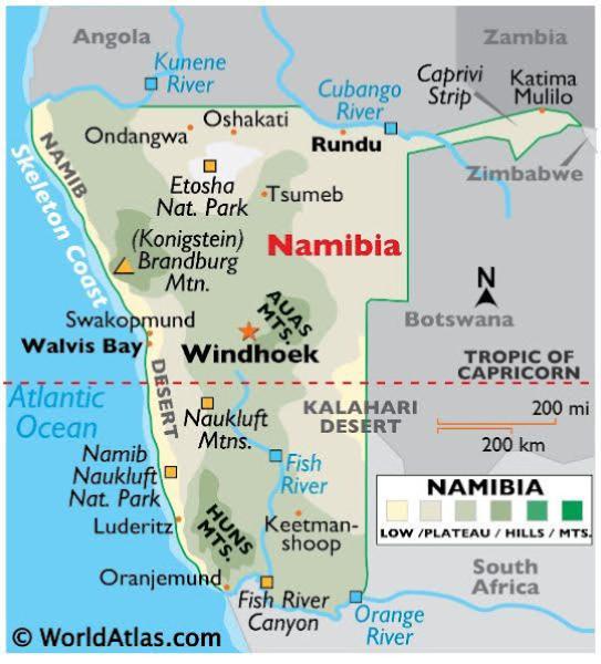 Χάρτης της Ναμίμπια