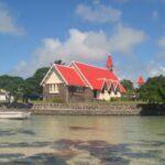 red roofed church of cap malheureux in mauritius