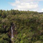 drone shot of alexandra falls in mauritius