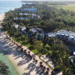 drone photo of turtle bay (balaclava) beach in mauritius