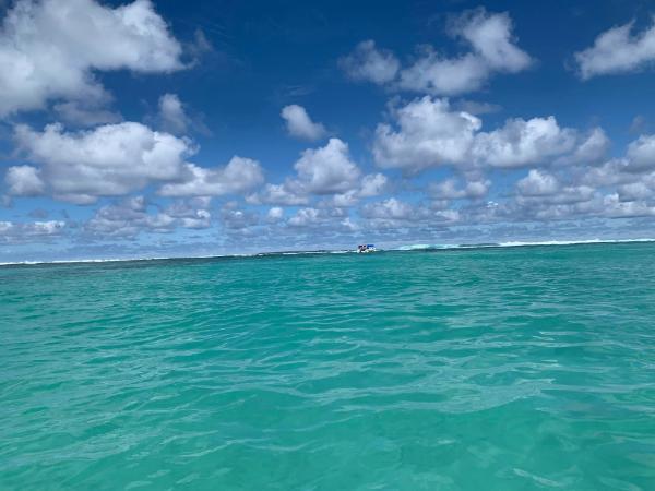 Approaching shipwreck near blue bay in mauritius