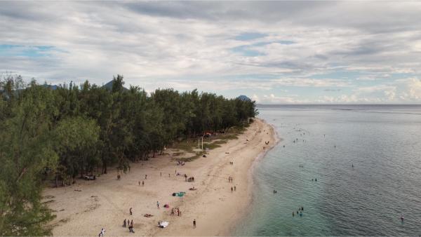 drone view of flic en flac beach in mauritius