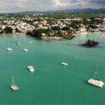 drone view of grand baie, mauritius