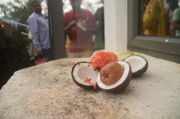 temple of hanuman the monkey god in grand bassin, mauritius