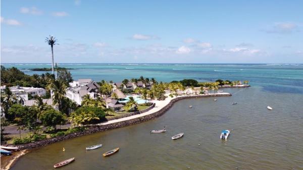 aerial view of grand river south east port in mauritius