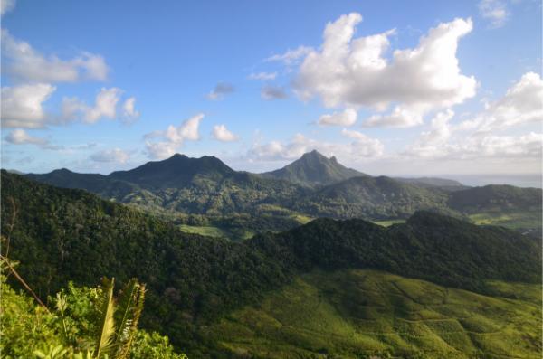 mont piton mountain viewed from lion mountain in mauritius