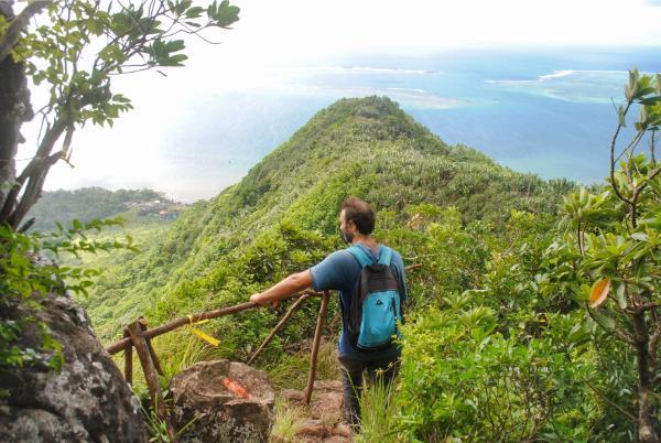 A bit more than halfway up to the top of lion mountain in mauritius