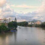 beautiful view mahebourg city by the river in mauritius