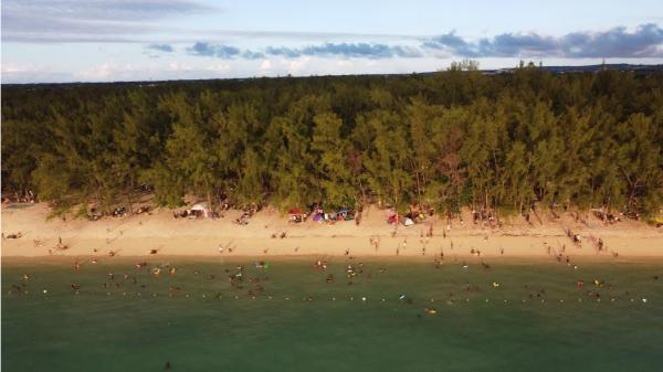 Aerial view of Mont Choisy Beach in mauritius