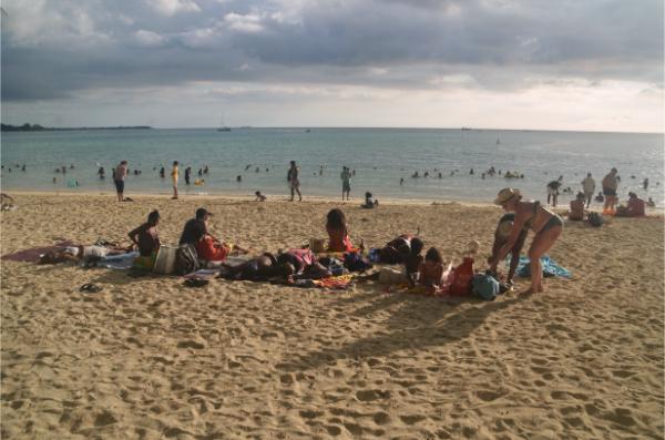 swimming in mont choisy beach in mauritius