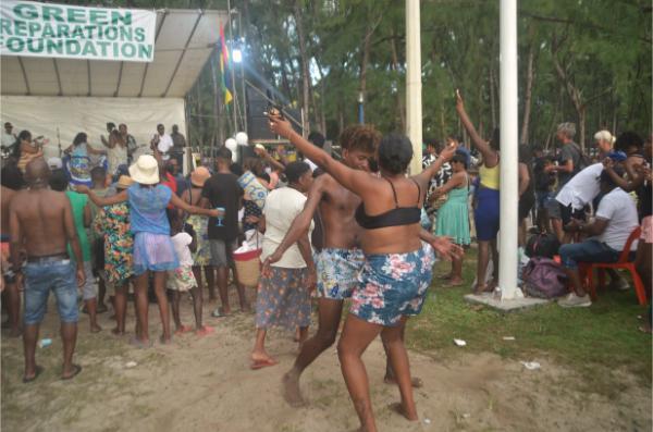 african mauritians dancing in concert at mont choisy beach