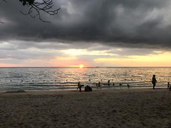 sunset at mont choisy beach in mauritius