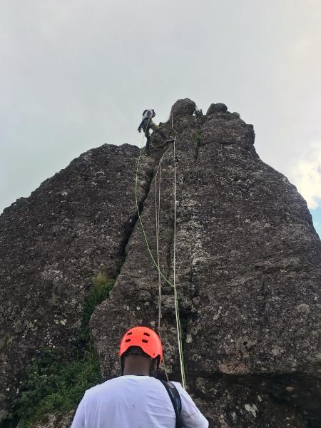 The most technical part of the climb to pieter both