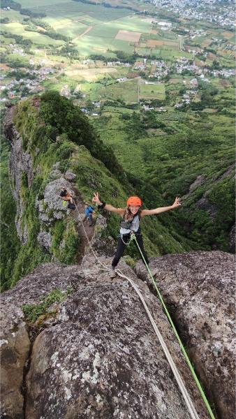 Abseiling down pieter both mountain