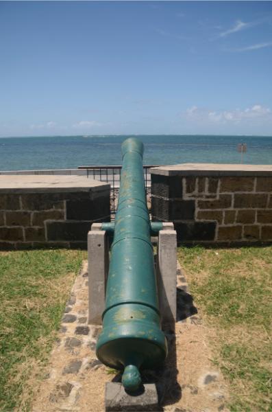 napoleonic-era cannon in pointe du diable, mauritius