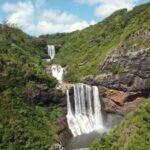 aerial photograph of sseven waterfalls in mauritius