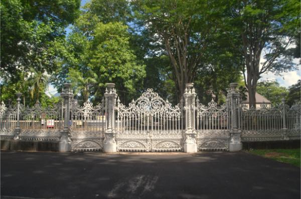 the elaborate Old metal Gate of mauritius botanical garden