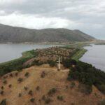 agios island in small prespa lake, greece