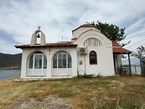 churrch of agios achilleios island in prespa lake, greece