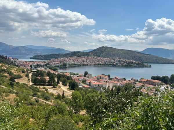 nice view of kastoria city and kastoria lake in the summer