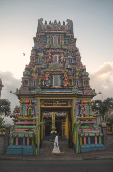 Main entrance of Shri Vinayagar Seedalamen Kovil hindu temple in mahebourg mauritius