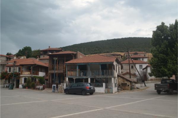 Psarades village on the shore of great prespa lake, greece