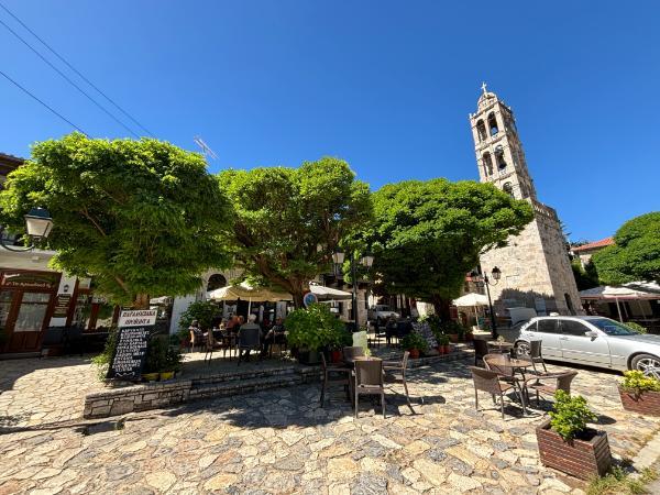 The square of Stemnitsa with its old belfry and taverns