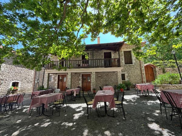 At the cute square of Zigovisti village in peloponnese, greece