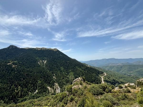 Hiking above Lousios Gorge along the second section of the menalon mountain trail in greece