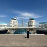 glass dome and high-rise buildings in central almaty, kazakhstan