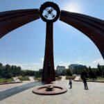 monument with ever burning fire in central bishkek, capital city of kyrgyzstan