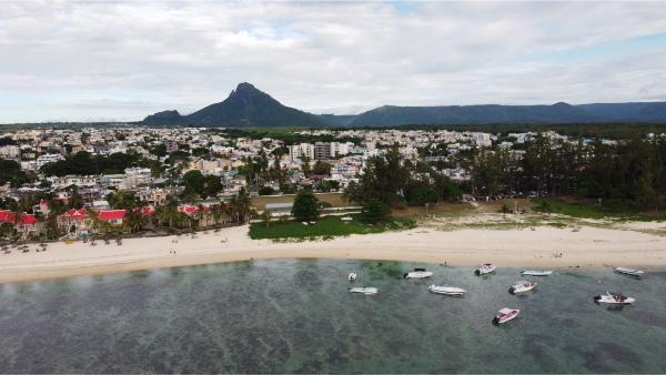 Aerial view of Flic en Flac Beach in mauritius