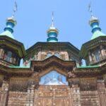 wooden russian church in karakol, kyrgyzstan