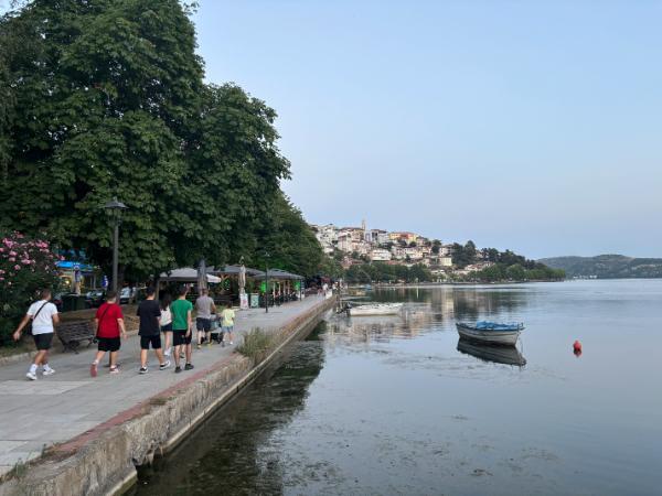 The south shoreside promenade of kastoria city in greece