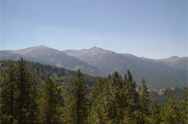 view of Mount Smolikas from the road to samarina village