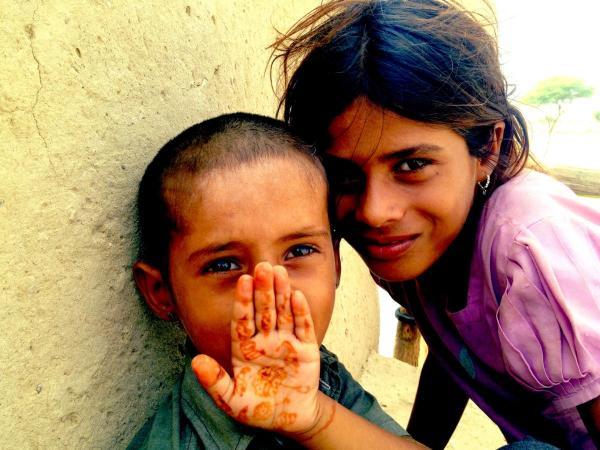 little gypsy kids in the thar desert of india