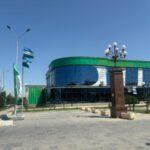 glass building in zaamin town in eastern uzbekistan