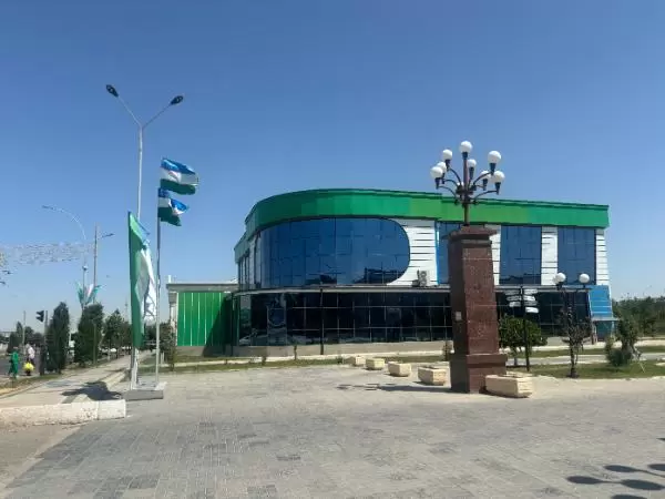 glass building in zaamin town in eastern uzbekistan