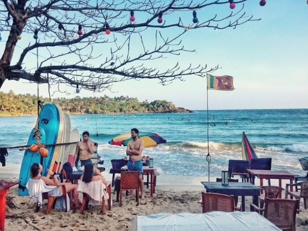 Bar on the sand at Tangalle beach in sri lanka