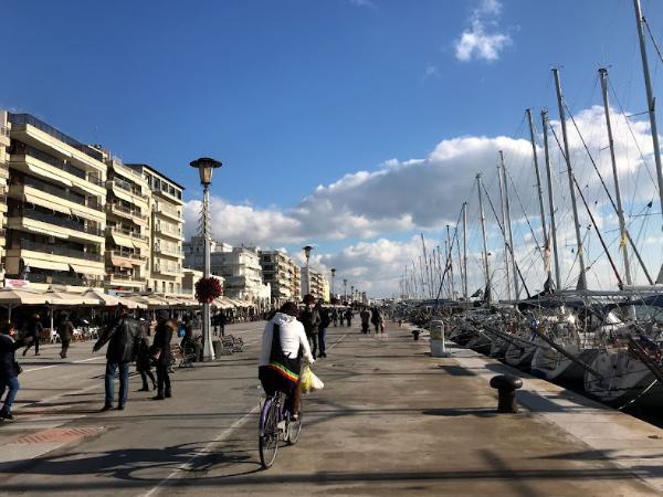 coastal promenade of volos city in greece