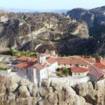 drone view of The Monastery of the Holy Trinity in Meteora