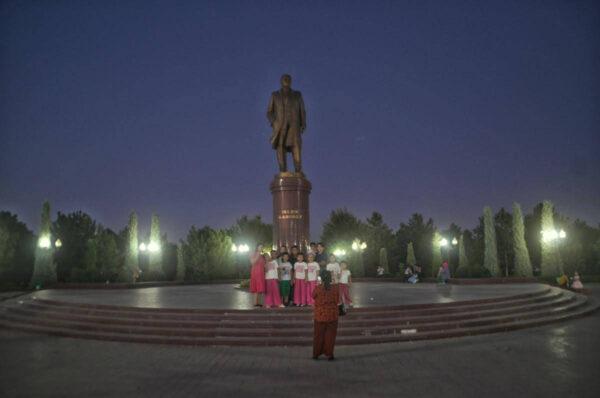 Islam Karimov statue in islam karimov park in samarkand