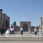 wedding photoshoot at registan square, samarkand