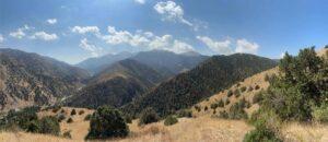 Panoramic view of mountains in Zaamin National Park in uzbekistan