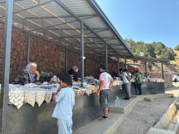 Local produce for sale on the roadside in zaamin national park