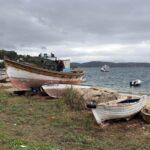 photo of fishing boats on the beach of agios georgios gialtron on euboea island, greece