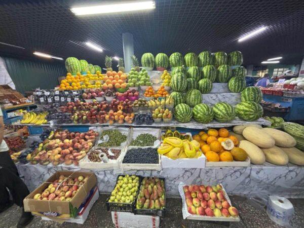 Fresh fruit in Green Bazaar (zeleny bazaar) of almaty