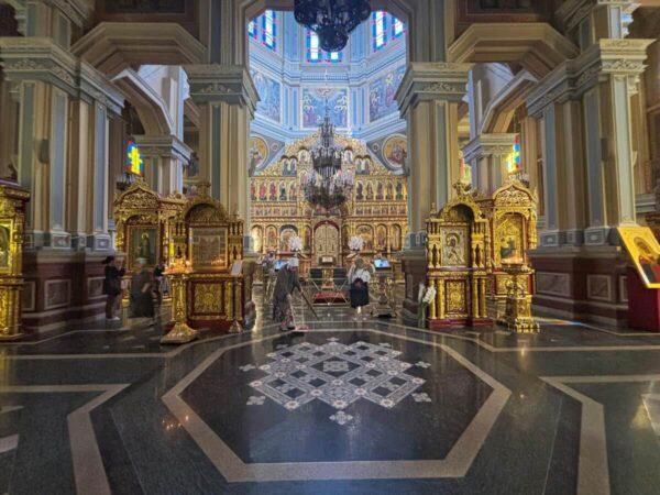 The impressive interior of the ascension cathedral in almaty