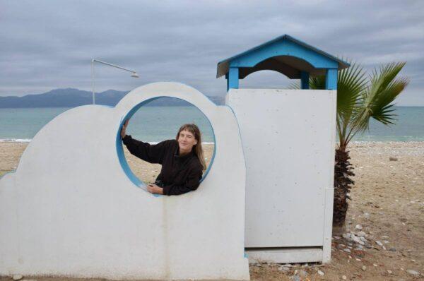 photo of girl at the beach village of asminio on euboea island, greece