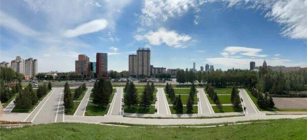 Panoramic view of Astana’s skyline from atop the Square of State Symbols